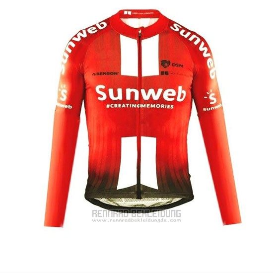 2019 Fahrradbekleidung Sunweb Orange Wei Trikot Langarm und Tragerhose